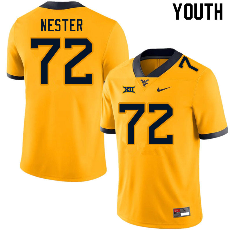 NCAA Youth Doug Nester West Virginia Mountaineers Gold #72 Nike Stitched Football College Authentic Jersey DT23W37OM